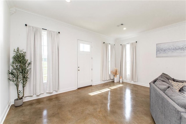 15326 S Tiger Loop, Ponchatoula, LA 70454 - entryway with concrete flooring, crown molding, baseboards, and recessed lighting