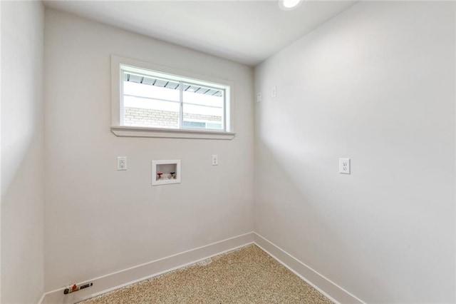 laundry area with washer hookup, baseboards, and carpet floors