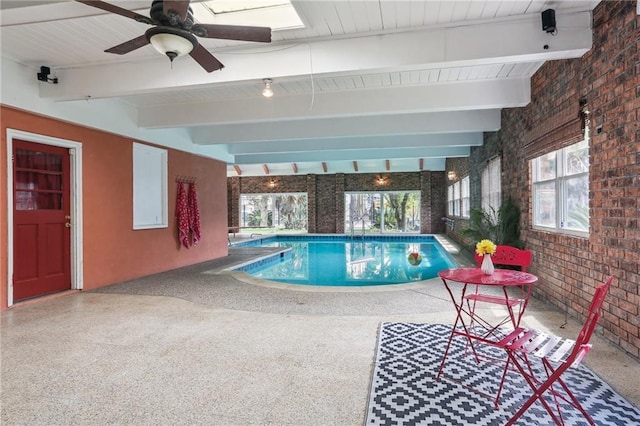922 Lamanche St, New Orleans, LA 70117 - indoor pool with a ceiling fan and a skylight