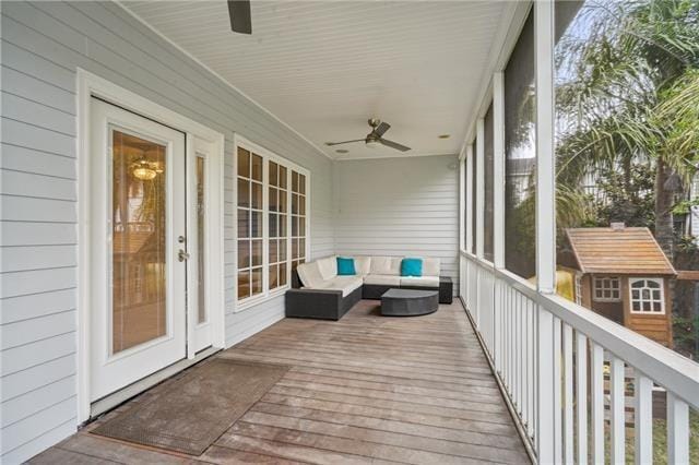 deck featuring ceiling fan