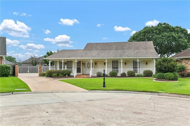1 Fairfax Ct, Marrero, LA 70072 - farmhouse-style home featuring concrete driveway, a porch, and a gate