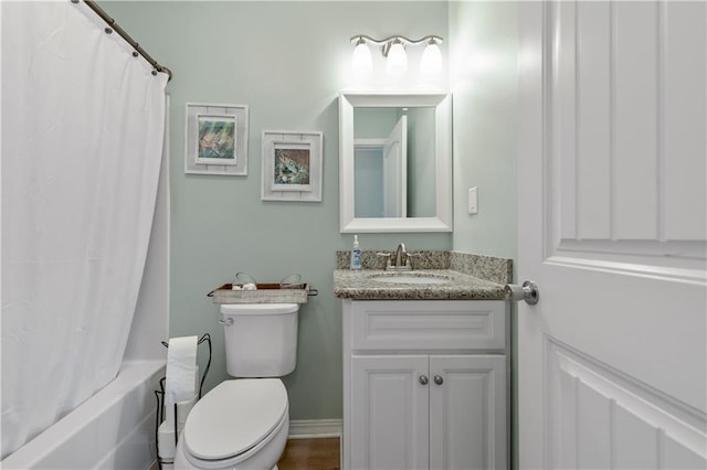 4102 Pennsylvania St, Bay Saint Louis, MS 39520 - full bathroom featuring toilet, vanity, and shower / bathtub combination with curtain