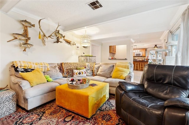 3931 S Post Oak Ave, New Orleans, LA 70131 - living area with beam ceiling and crown molding