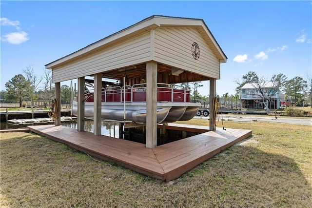 11020 Delaware St, Bay Saint Louis, MS 39520 - dock featuring boat lift, a yard, and a water view