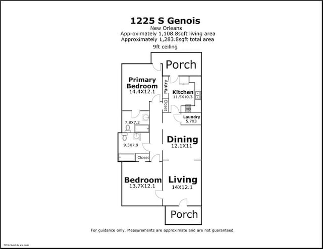 1225 S Genois St, New Orleans, LA 70125 - home floor plan