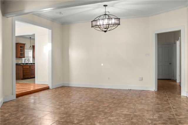 42262 Yokum Rd, Ponchatoula, LA 70454 - empty room featuring a chandelier and crown molding
