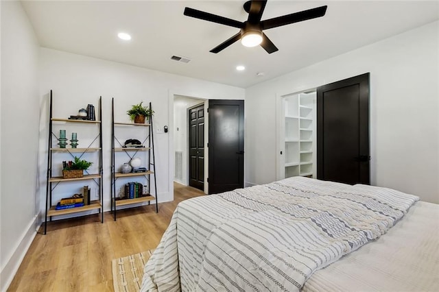 5116 Wilson Dr, Metairie, LA 70003 - bedroom with light wood-type flooring, recessed lighting, baseboards, and ceiling fan