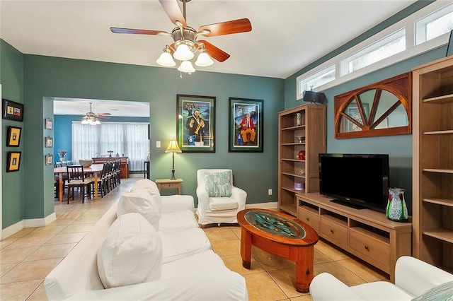 3519 Octavia St, New Orleans, LA 70125 - tiled living area featuring a ceiling fan and baseboards