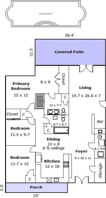 400 Sophia St, River Ridge, LA 70123 - floor plan / room layout