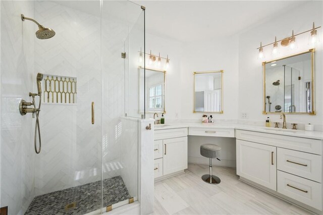 3117 39th St, Metairie, LA 70001 - full bathroom featuring a shower stall and double vanity