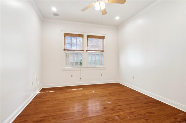 5820 Magnolia St, New Orleans, LA 70115 - unfurnished room featuring ornamental molding, wood finished floors, ceiling fan, baseboards, and recessed lighting