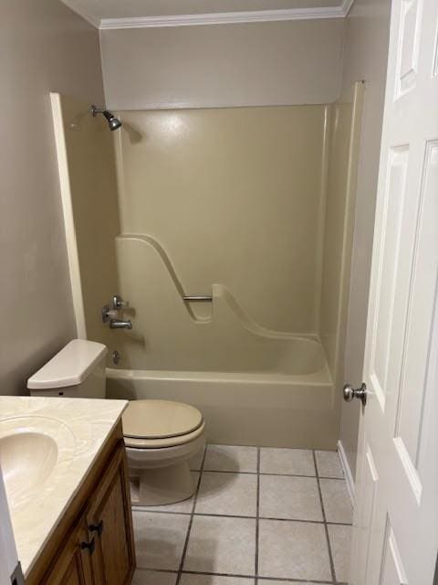 138 Woodland Ridge Dr, Mccomb, MS 39648 - bathroom with crown molding, tile patterned flooring, toilet, vanity, and shower / washtub combination