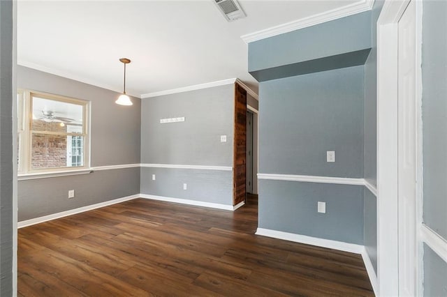 3501 Pin Oak Ave, New Orleans, LA 70131 - spare room featuring dark wood finished floors, ornamental molding, and baseboards