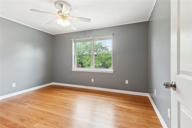 3501 Pin Oak Ave, New Orleans, LA 70131 - unfurnished room featuring ornamental molding, light wood-style flooring, baseboards, and ceiling fan