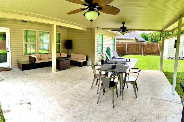 40081 Bismark St, Ponchatoula, LA 70454 - view of patio with an outdoor living space, ceiling fan, and outdoor dining space