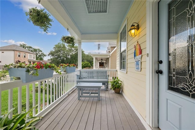 deck with covered porch