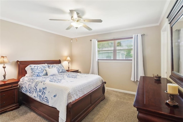 1207 Cousin St, Slidell, LA 70458 - bedroom featuring light carpet, ornamental molding, and ceiling fan