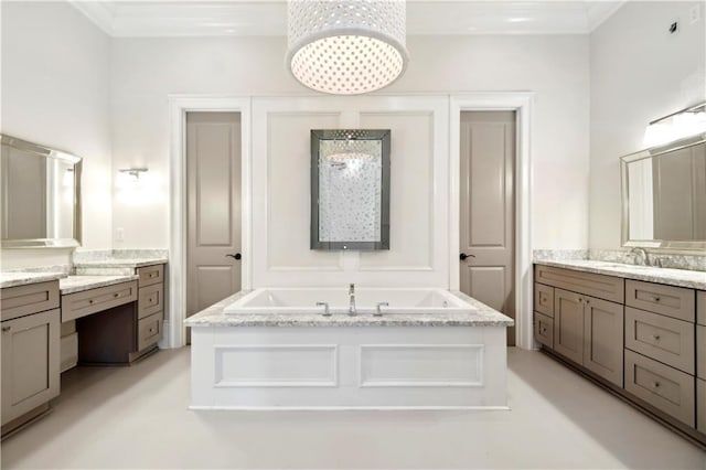 428 Hesper Ave, Metairie, LA 70005 - full bathroom with a bath, vanity, and crown molding