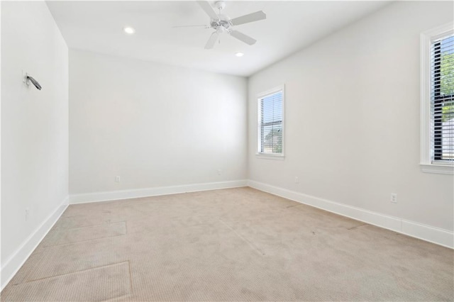 428 Hesper Ave, Metairie, LA 70005 - spare room featuring healthy amount of natural light, light carpet, ceiling fan, and recessed lighting