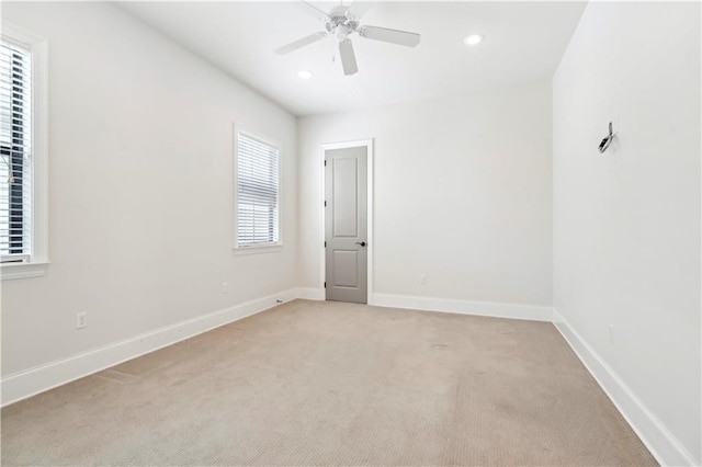 428 Hesper Ave, Metairie, LA 70005 - empty room with light carpet, ceiling fan, baseboards, and recessed lighting