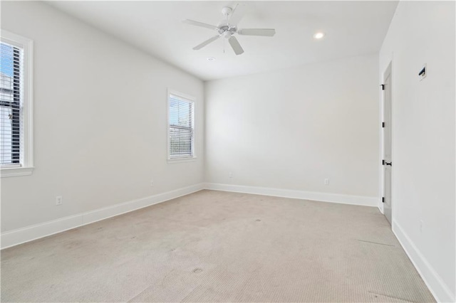 428 Hesper Ave, Metairie, LA 70005 - empty room with light colored carpet, recessed lighting, baseboards, and a ceiling fan