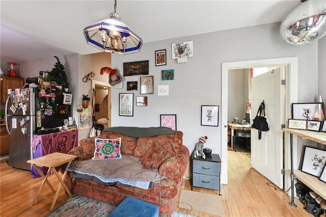 living room featuring light wood-style flooring