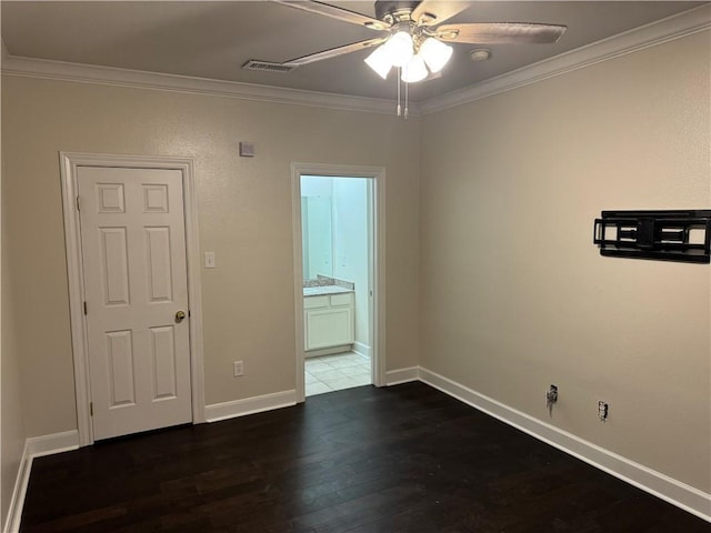 710 E Boyd Dr Unit 906, Baton Rouge, LA 70808 - spare room featuring ceiling fan, ornamental molding, wood finished floors, and baseboards