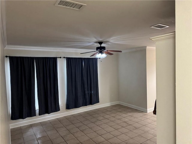 710 E Boyd Dr Unit 906, Baton Rouge, LA 70808 - unfurnished room featuring ceiling fan, tile patterned flooring, crown molding, and baseboards