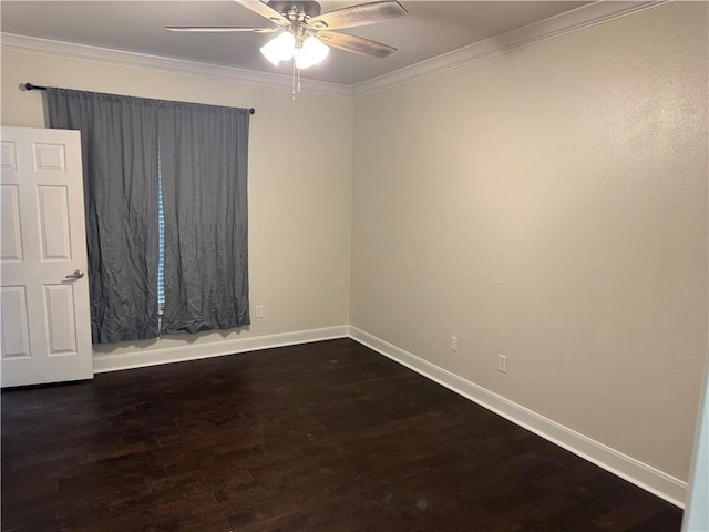710 E Boyd Dr Unit 906, Baton Rouge, LA 70808 - empty room featuring a ceiling fan, dark wood-style floors, baseboards, and ornamental molding