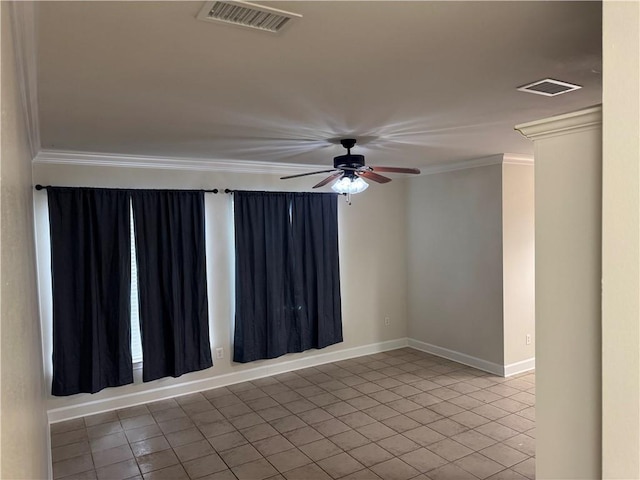 710 E Boyd Dr Unit 906, Baton Rouge, LA 70808 - unfurnished room with a ceiling fan, ornamental molding, tile patterned flooring, and baseboards