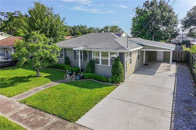 1121 Evergreen Dr, Gretna, LA 70053 - view of front facade with driveway, a shingled roof, and a carport