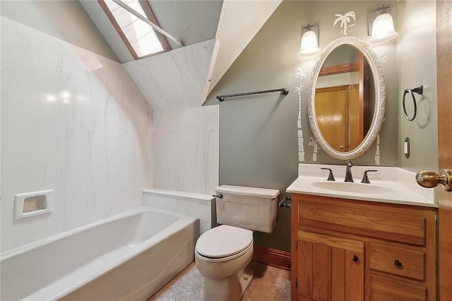 201 Natchez Pl, Mandeville, LA 70471 - bathroom featuring vaulted ceiling, a bath, toilet, and vanity