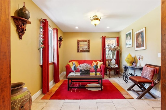 402 28th St, New Orleans, LA 70124 - sitting room with recessed lighting, baseboards, and tile patterned floors