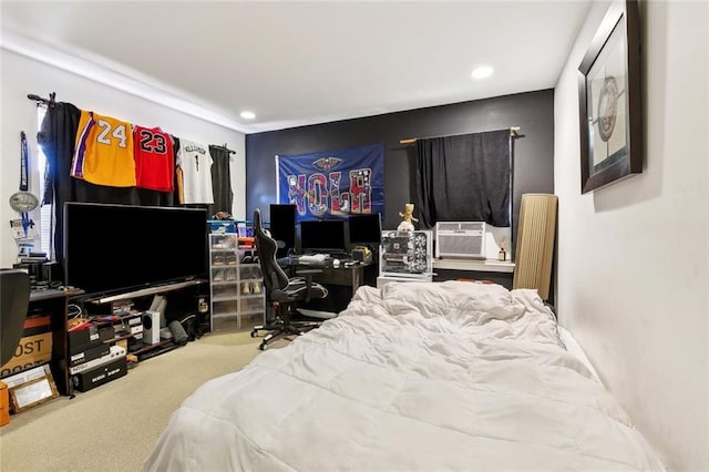 402 28th St, New Orleans, LA 70124 - carpeted bedroom with recessed lighting, cooling unit, and an office area