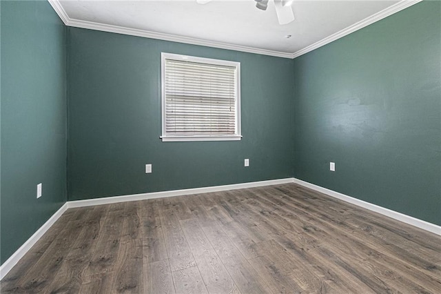 2200 Kathleen Dr, Marrero, LA 70072 - unfurnished room featuring wood finished floors, crown molding, ceiling fan, and baseboards