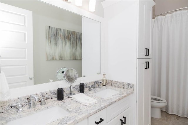 201 Jardin Loop, Covington, LA 70433 - bathroom featuring double vanity and curtained shower