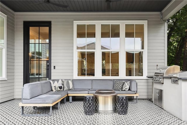 3804 Prytania St, New Orleans, LA 70115 - view of patio / terrace featuring an outdoor living space and area for grilling