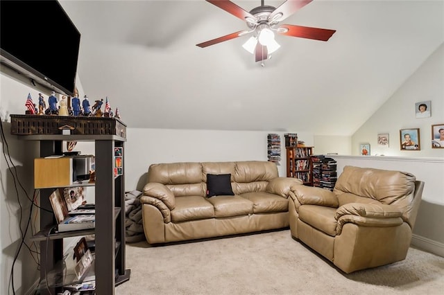 5 Rhonda Ct, Covington, LA 70433 - living area featuring carpet floors, a ceiling fan, and lofted ceiling