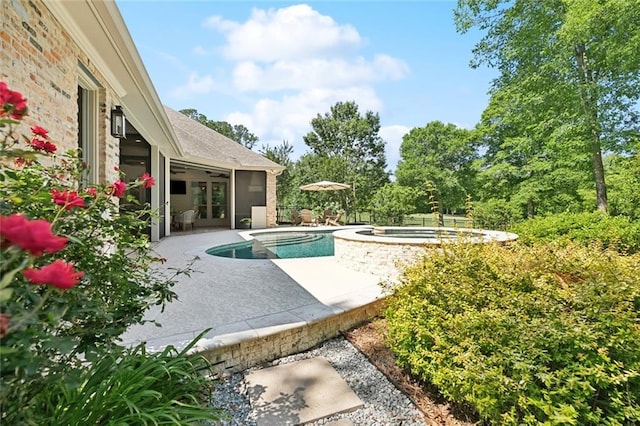 474 Trailhead Dr, Abita Springs, LA 70420 - view of pool with a patio area, a pool with connected hot tub, and french doors
