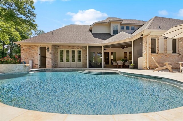 474 Trailhead Dr, Abita Springs, LA 70420 - swimming pool featuring ceiling fan and a patio area