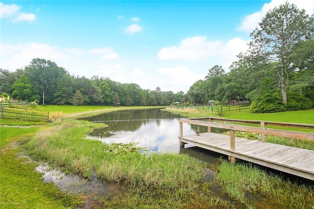 1203 W Cherry Hill Loop, Folsom, LA 70437 - dock featuring a water view, a forest view, and fence