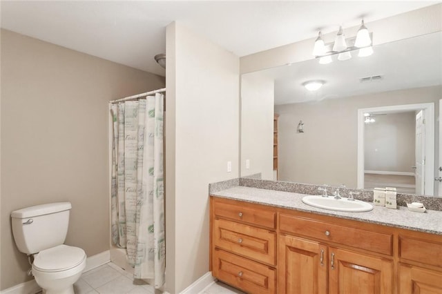 1203 W Cherry Hill Loop, Folsom, LA 70437 - full bathroom featuring baseboards, tile patterned floors, toilet, vanity, and a shower with curtain