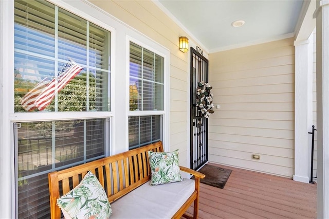 deck featuring a porch