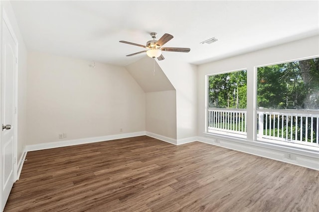 436 Nighthawk Dr, Slidell, LA 70461 - bonus room with wood finished floors, baseboards, a ceiling fan, and vaulted ceiling