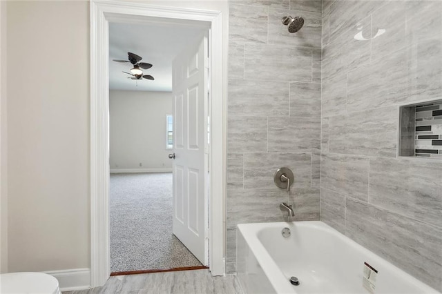 436 Nighthawk Dr, Slidell, LA 70461 - full bath featuring ceiling fan, shower / bath combination, baseboards, and toilet