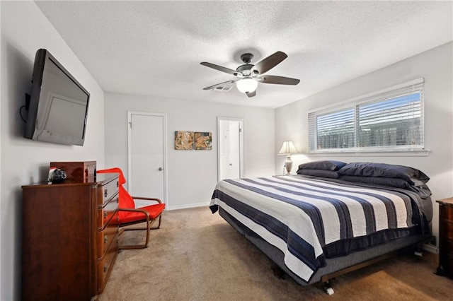1513 Belmont Pl, Metairie, LA 70001 - bedroom featuring carpet floors, a textured ceiling, ceiling fan, and baseboards