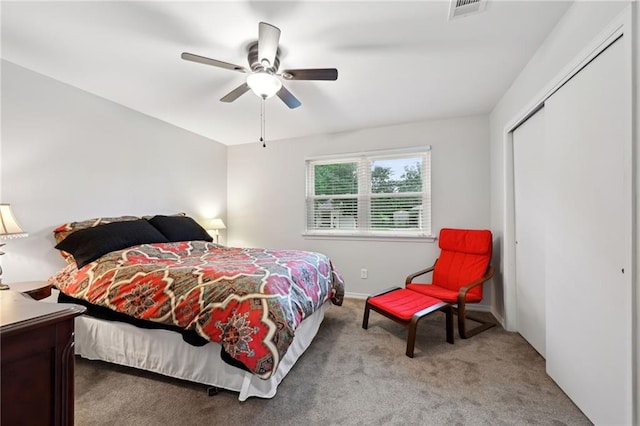 1513 Belmont Pl, Metairie, LA 70001 - carpeted bedroom with a closet and ceiling fan