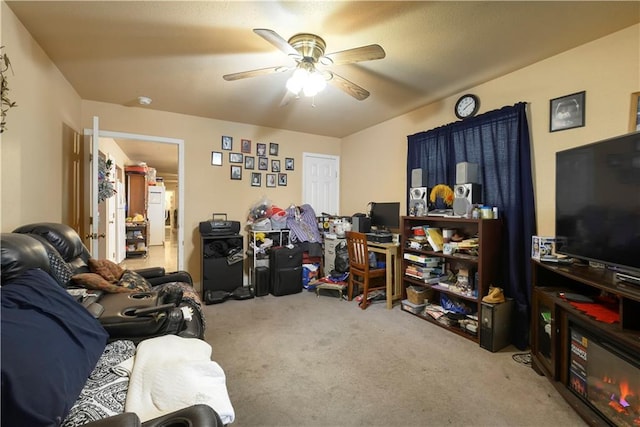 521 S Alexander St, New Orleans, LA 70119 - living room with carpet floors and ceiling fan