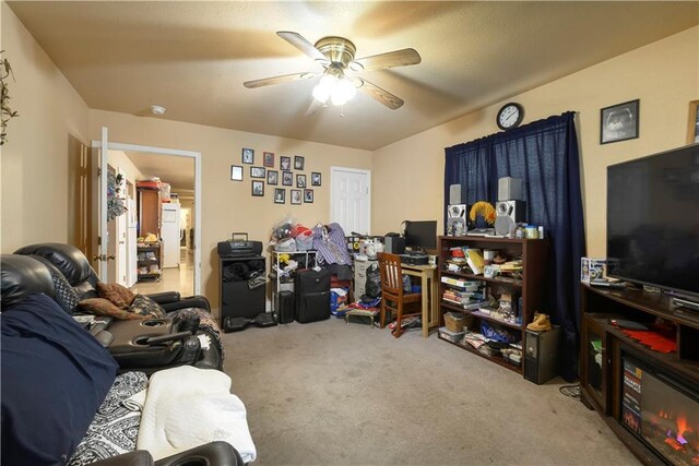 521 S Alexander St, New Orleans, LA 70119 - living room with carpet floors and ceiling fan