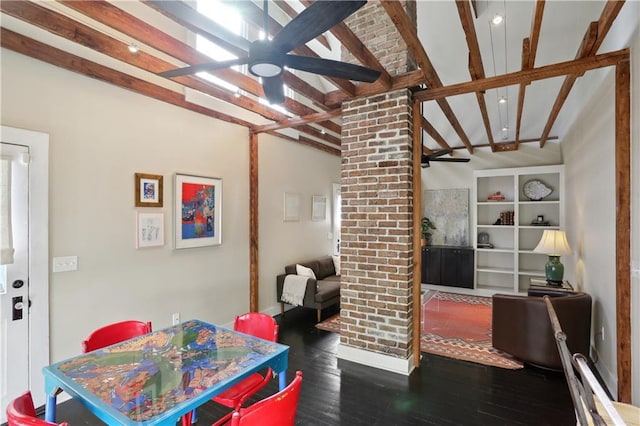 7715 Panola St, New Orleans, LA 70118 - dining area with a ceiling fan, wood finished floors, and baseboards